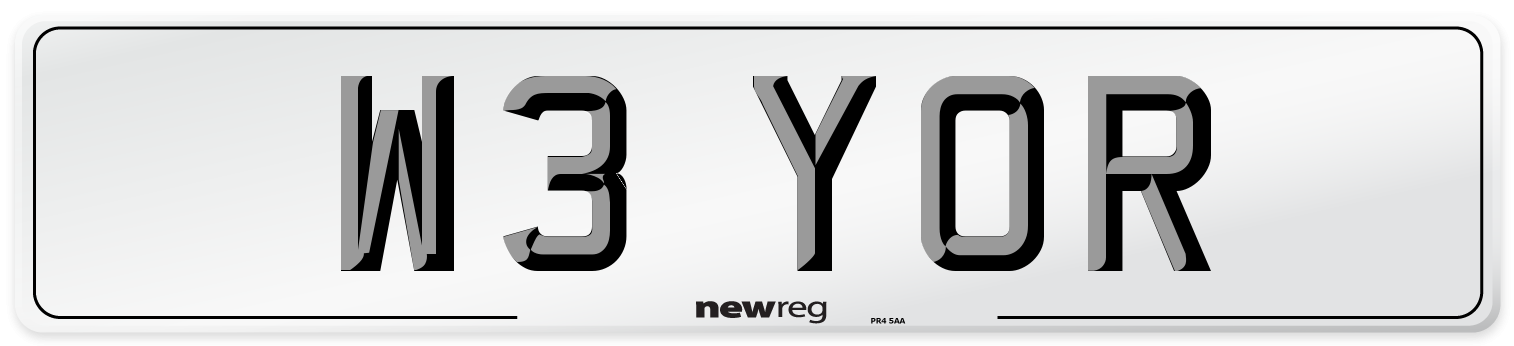 W3 YOR Number Plate from New Reg